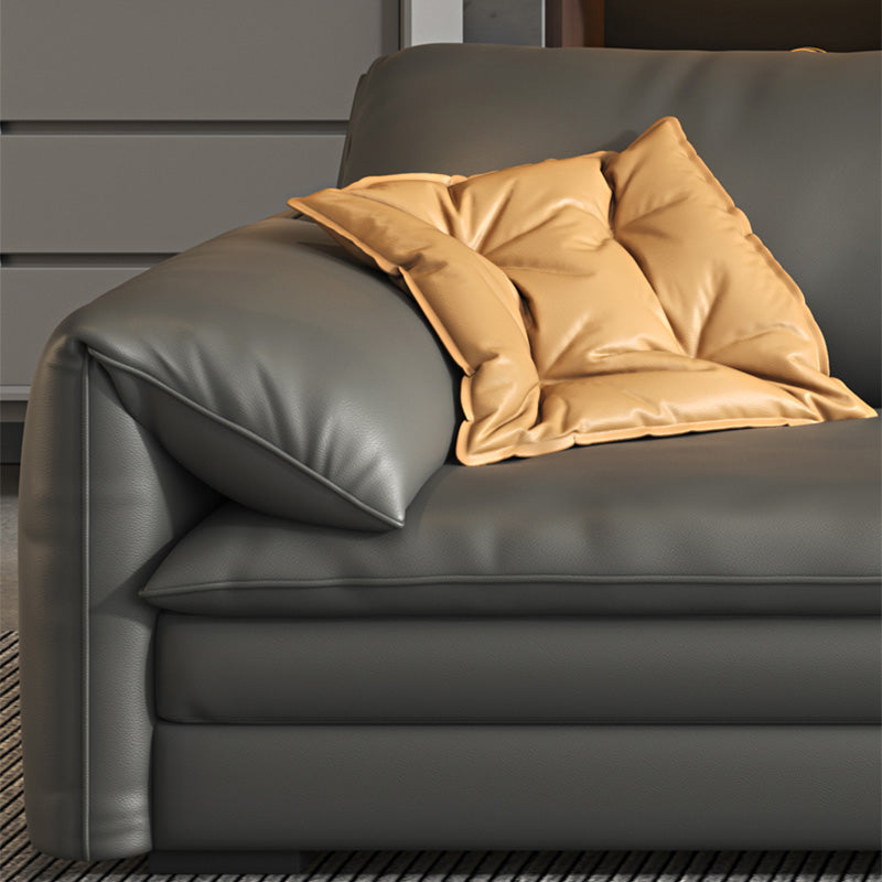 Stationary Stain Resistant Genuine Leather Pillow Top Arm Seating