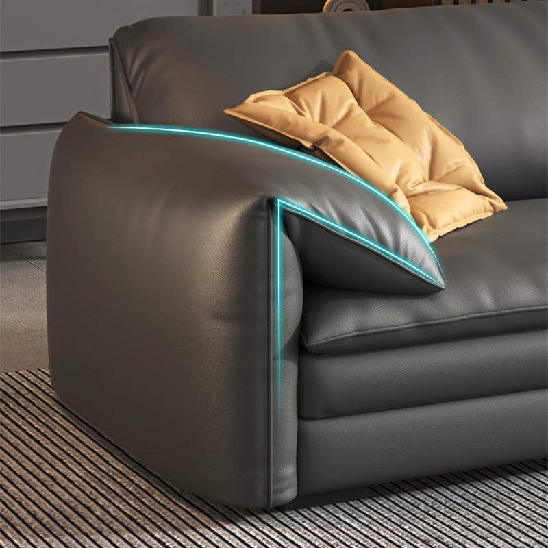 Stationary Stain Resistant Genuine Leather Pillow Top Arm Seating