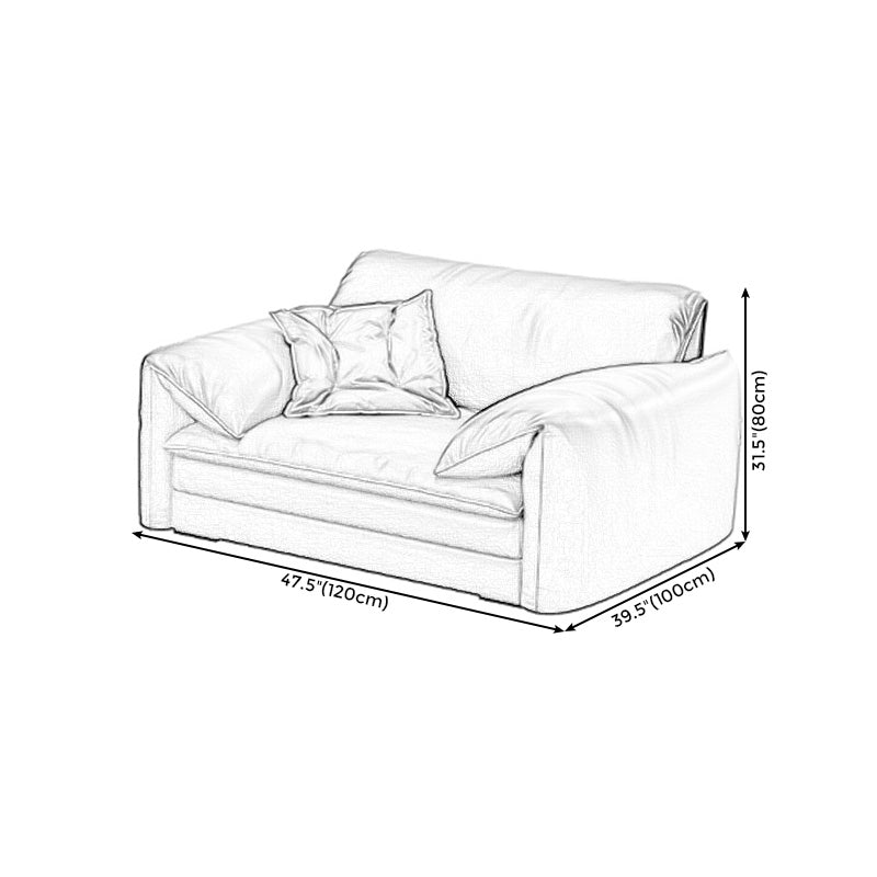Stationary Stain Resistant Genuine Leather Pillow Top Arm Seating
