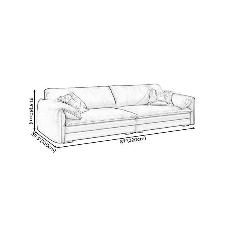 Stationary Stain Resistant Genuine Leather Pillow Top Arm Seating