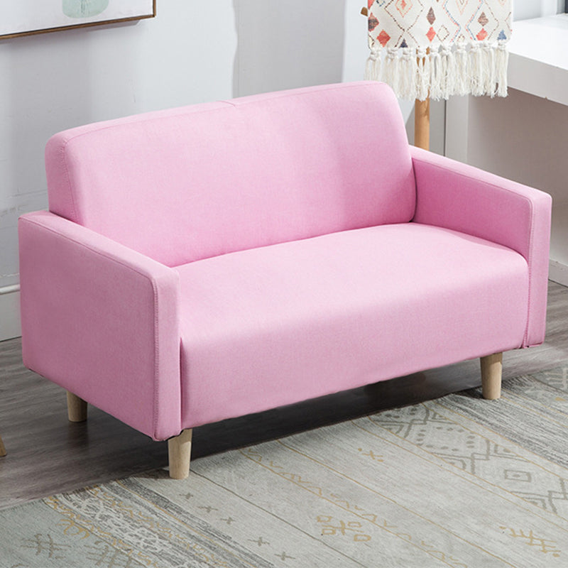 Leather and Linen Standard Tight Back Square Arm Settee Couch