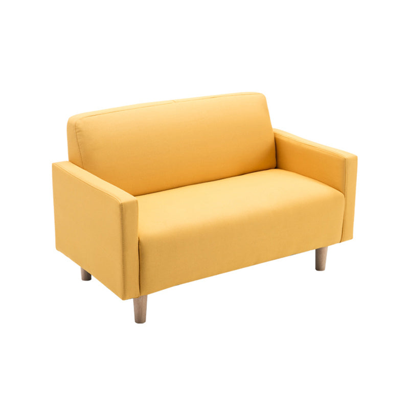 Leather and Linen Standard Tight Back Square Arm Settee Couch