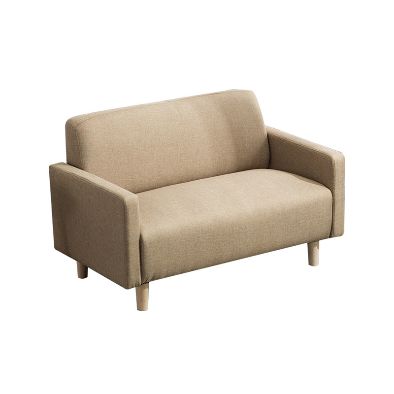 Leather and Linen Standard Tight Back Square Arm Settee Couch