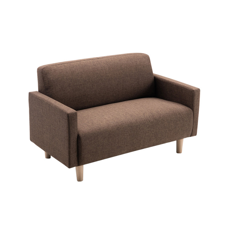 Leather and Linen Standard Tight Back Square Arm Settee Couch