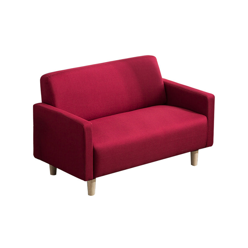 Leather and Linen Standard Tight Back Square Arm Settee Couch