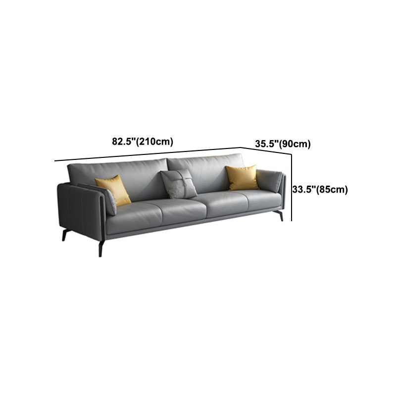 Gray Faux Leather Straight Arm Sofa/Sectionals with water proof for Living Room