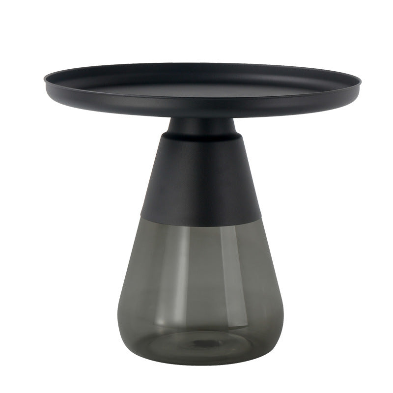 Modern Style Black/gold Metal Countertop Glass Base Green/grey Round Side Table
