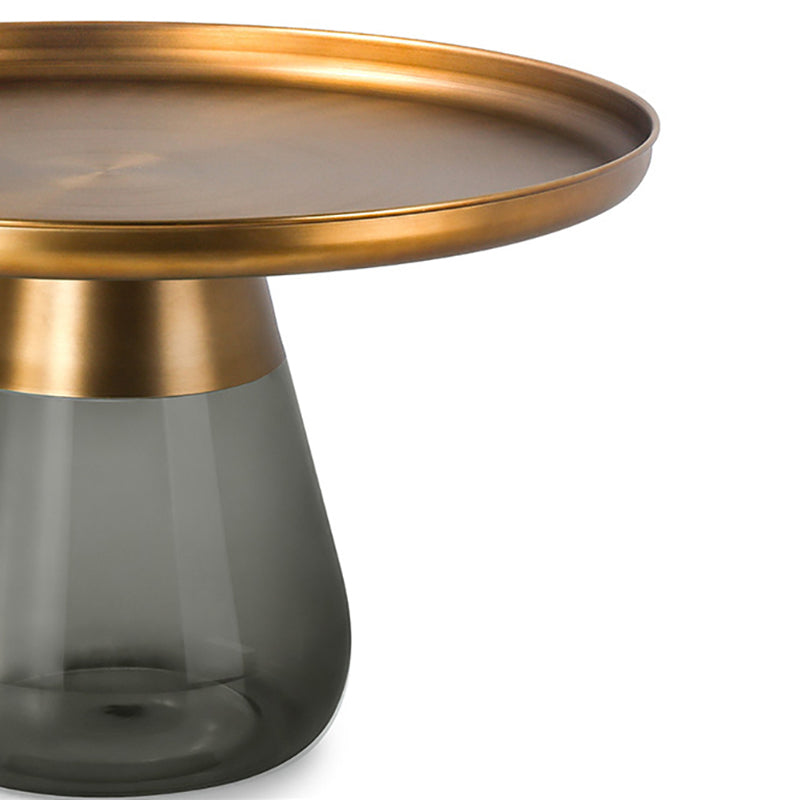 Modern Style Black/gold Metal Countertop Glass Base Green/grey Round Side Table