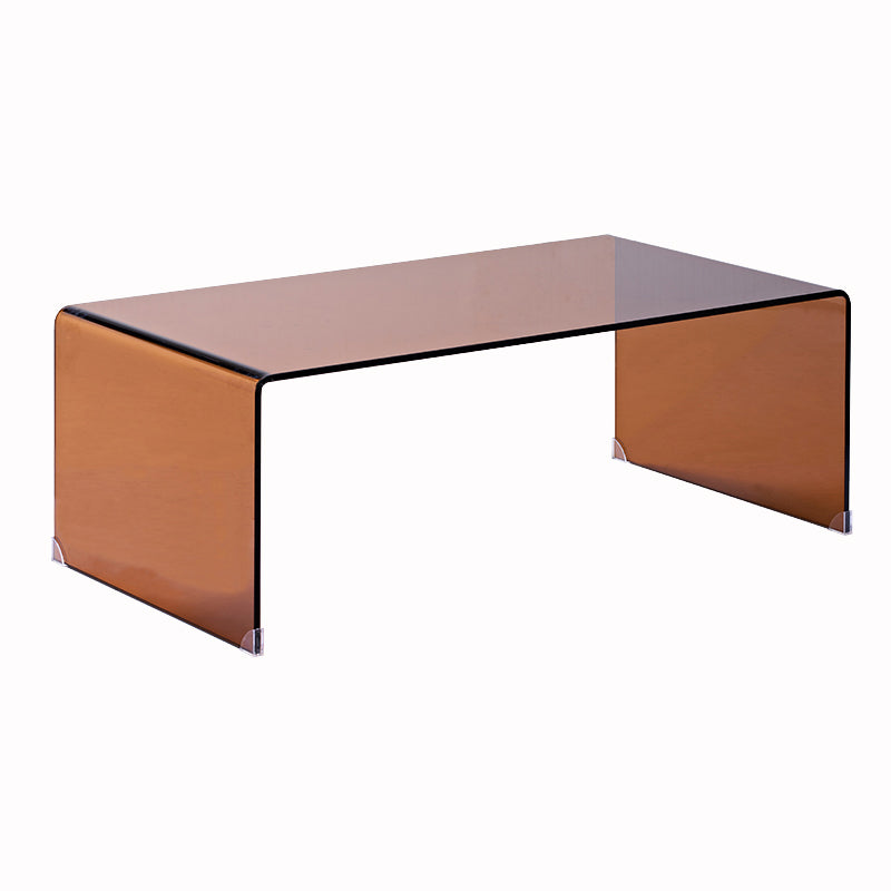 Glass Sled Coffee Table Geometric 1 Single Cocktail Table in Brown