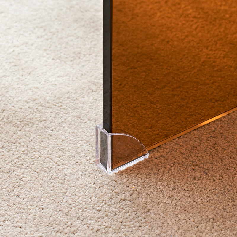 Glass Sled Coffee Table Geometric 1 Single Cocktail Table in Brown