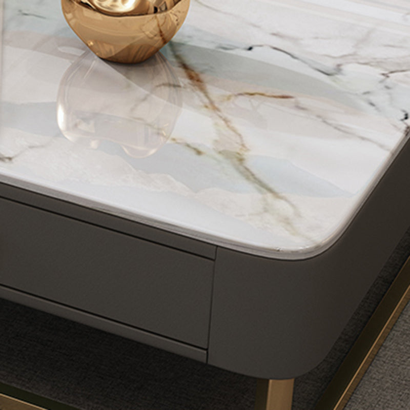 Modern Coffee Table Retangular Slate Cocktail Table with Drawers