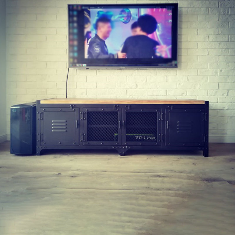 15.75"W TV Stand Enclosed Storage Industrial Style TV Console with 4 Doors