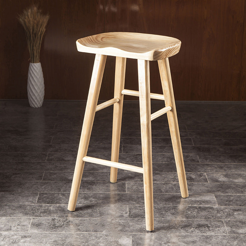 Industrial Bar and Counter Stool Natural Finish Stool with 4 Legs