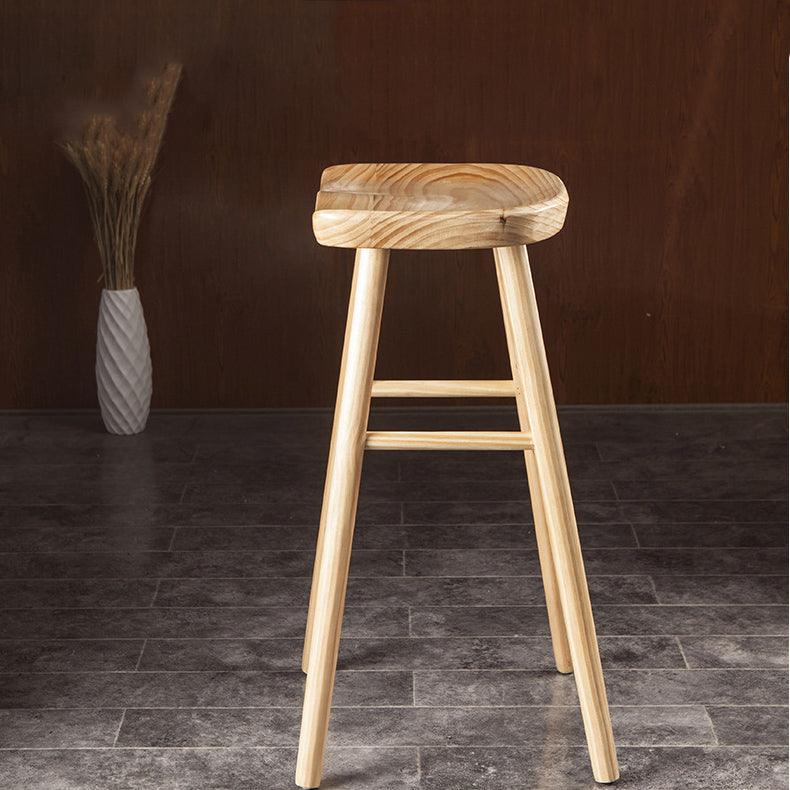 Industrial Bar and Counter Stool Natural Finish Stool with 4 Legs