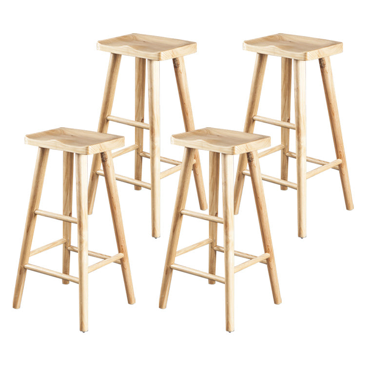 Industrial Bar and Counter Stool Natural Finish Stool with 4 Legs