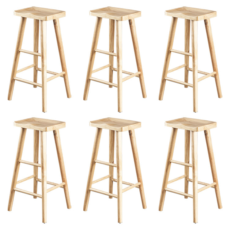 Industrial Bar and Counter Stool Natural Finish Stool with 4 Legs