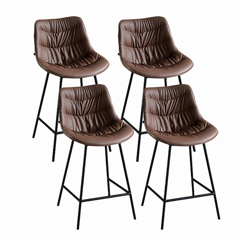 Contemporary Style Bar Stool PU Leather Counter Bar Stool with Metal Legs for Home