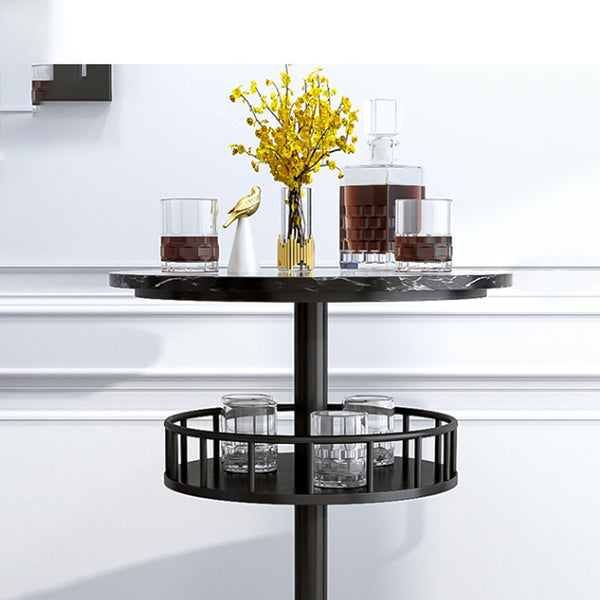 1/2/3 Pieces Industrial Iron Bar Table Set Round Bistro Set with Faux Marble Top