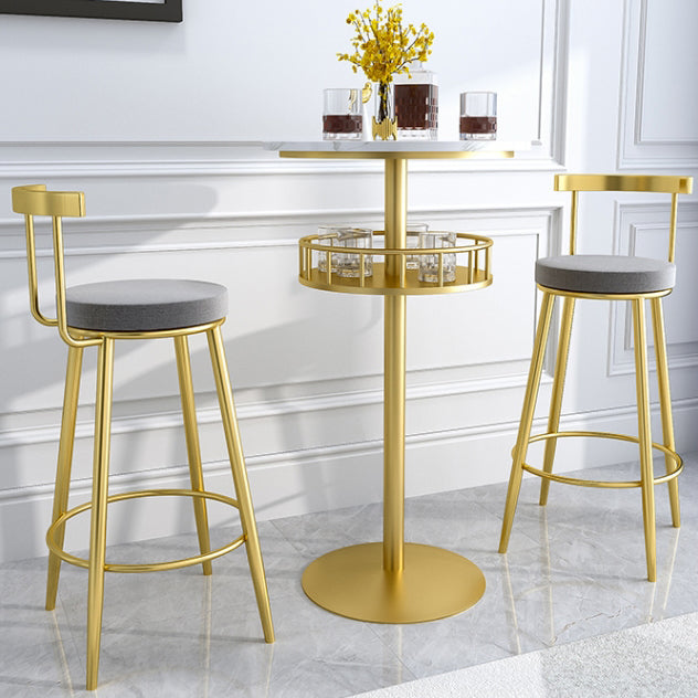 1/2/3 Pieces Industrial Iron Bar Table Set Round Bistro Set with Faux Marble Top