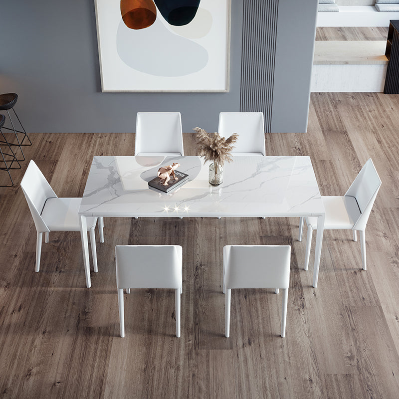 Modern Rectangle Dinette Set 1/4/5/7 Pieces Stone Top Dining Table Set