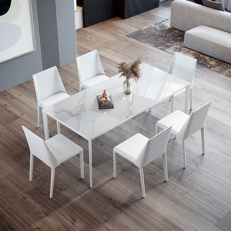 Modern Rectangle Dinette Set 1/4/5/7 Pieces Stone Top Dining Table Set