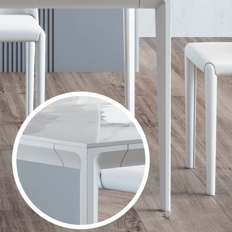 Modern Rectangle Dinette Set 1/4/5/7 Pieces Stone Top Dining Table Set