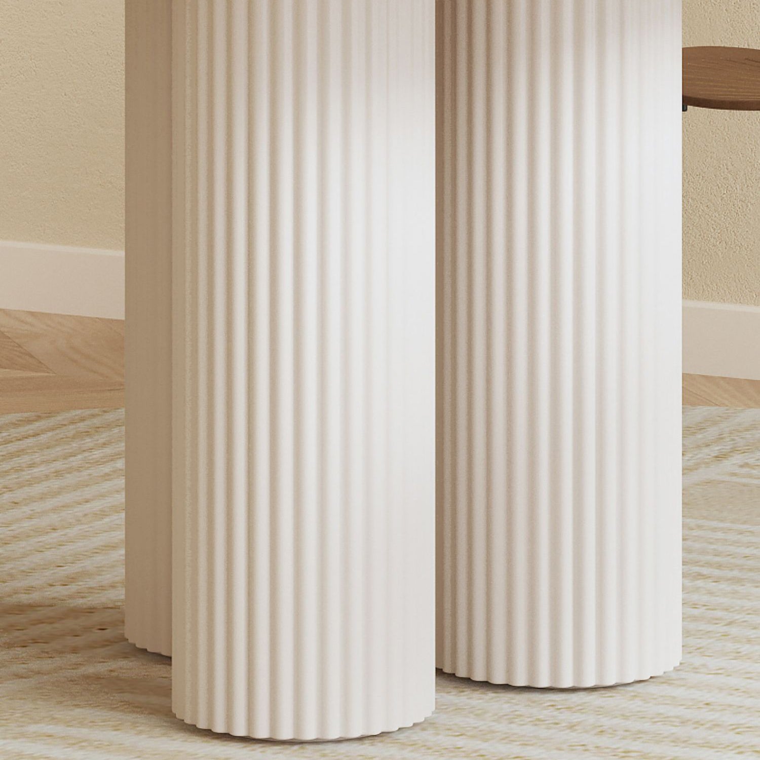 Contemporary Round Dining Table Sintered Stone and Solid Wood Top Table