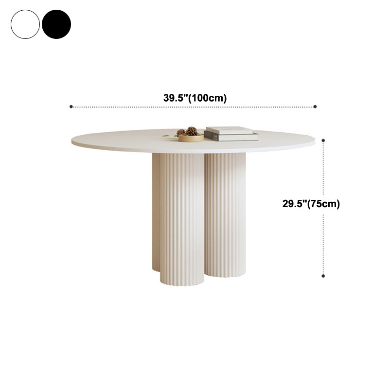 Contemporary Round Dining Table Sintered Stone and Solid Wood Top Table