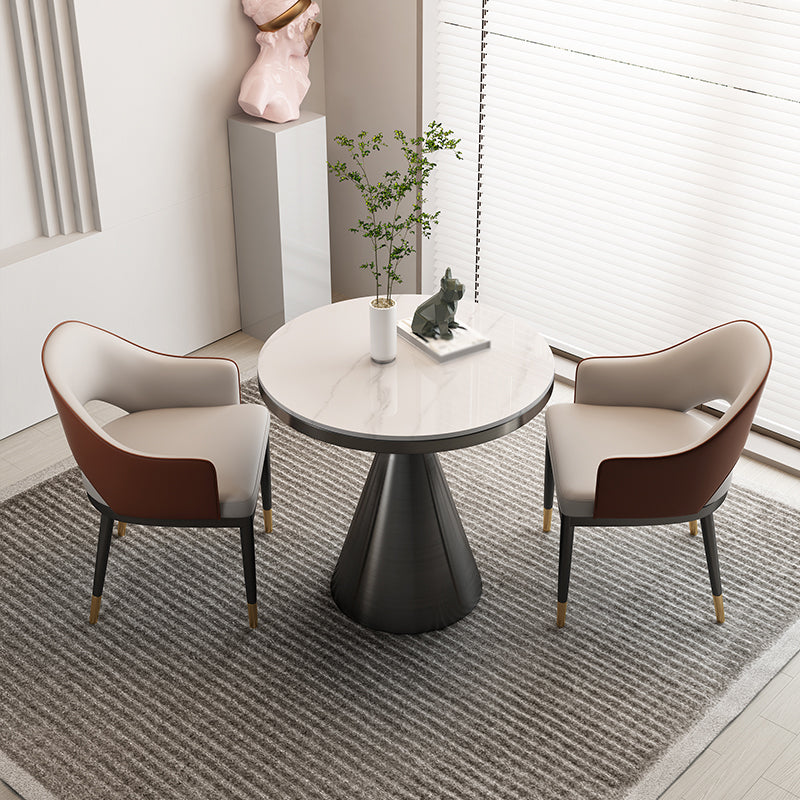 Stone and Steel Dining Site Table Traditional Luxury Round Dining Table