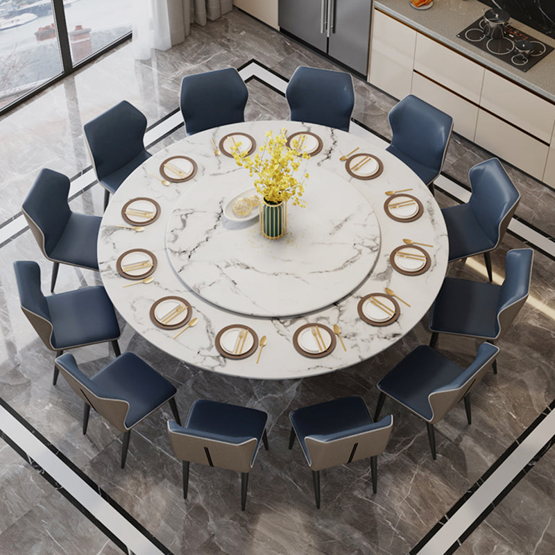 White-black Stone Round Table Turntable Home Furniture with Pedestal Base