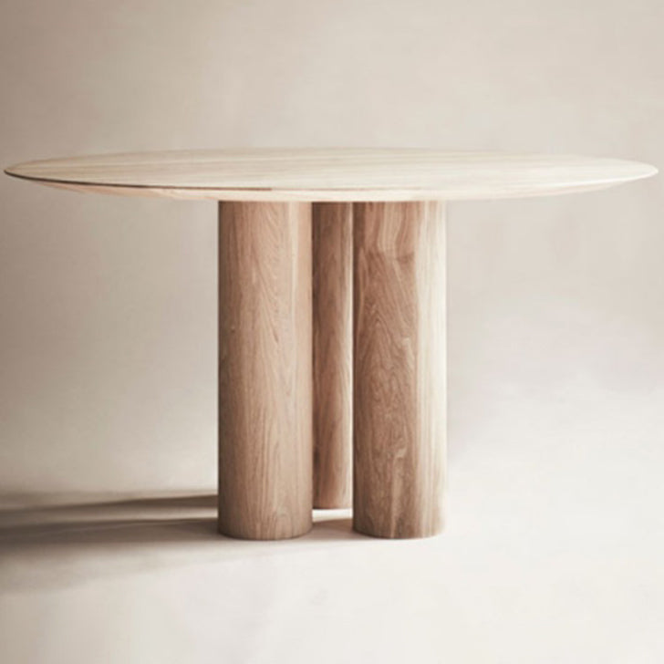 Round Dining Table Solid Wood  Modern Style Dinner Table for Home Kitchen