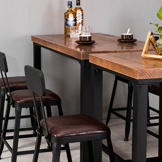 Industrial Pine Wood Table for Restaurant Dining Table with Metal Trestle Base