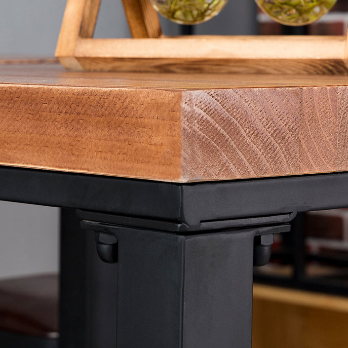 Industrial Pine Wood Table for Restaurant Dining Table with Metal Trestle Base