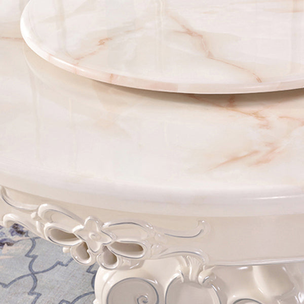 Stone Top Dining Table Round Dining Table with Wood Pedestal Base