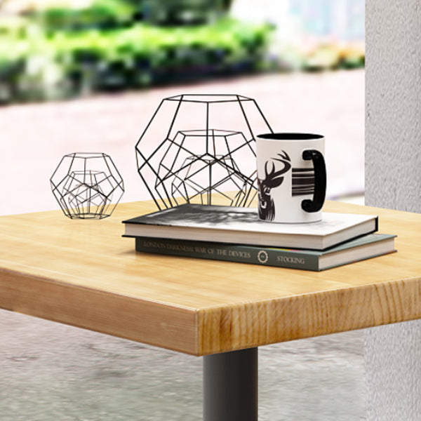 Industrial Pine Wood Table for Restaurant Dining Table with Metal Pedestal Base