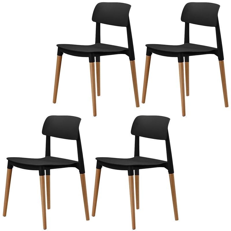 Plastic Dining Chairs Contemporary Open Back Dining Side Furniture in Matte Finish