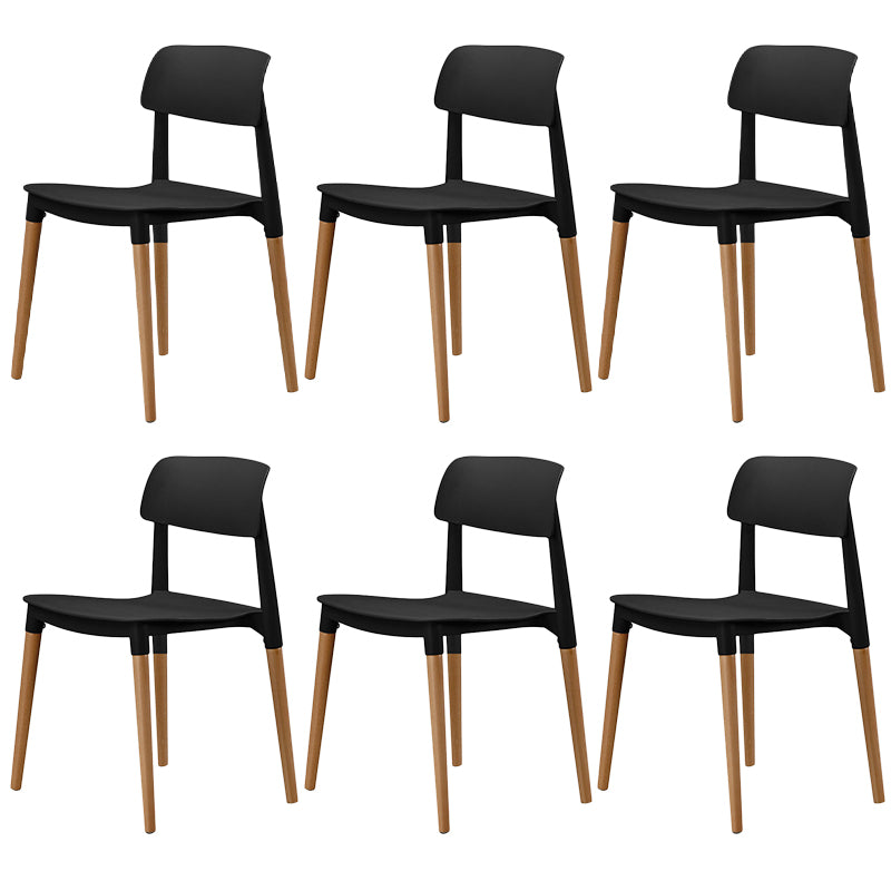 Plastic Dining Chairs Contemporary Open Back Dining Side Furniture in Matte Finish