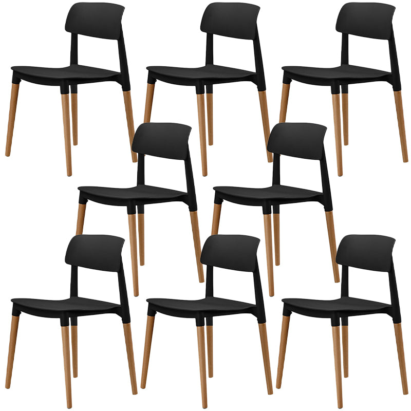 Plastic Dining Chairs Contemporary Open Back Dining Side Furniture in Matte Finish