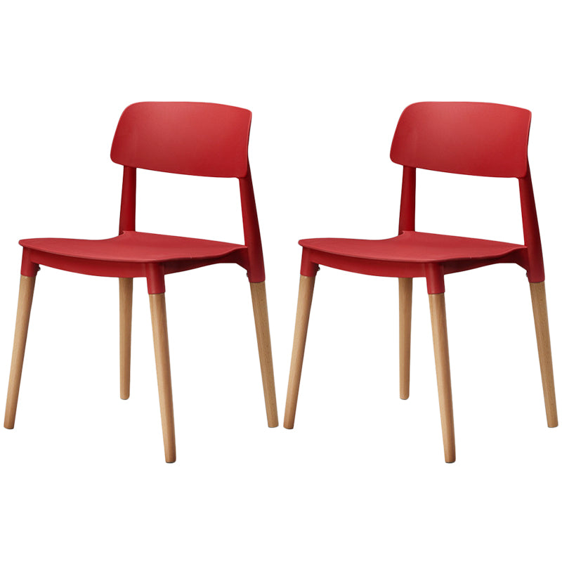 Plastic Dining Chairs Contemporary Open Back Dining Side Furniture in Matte Finish