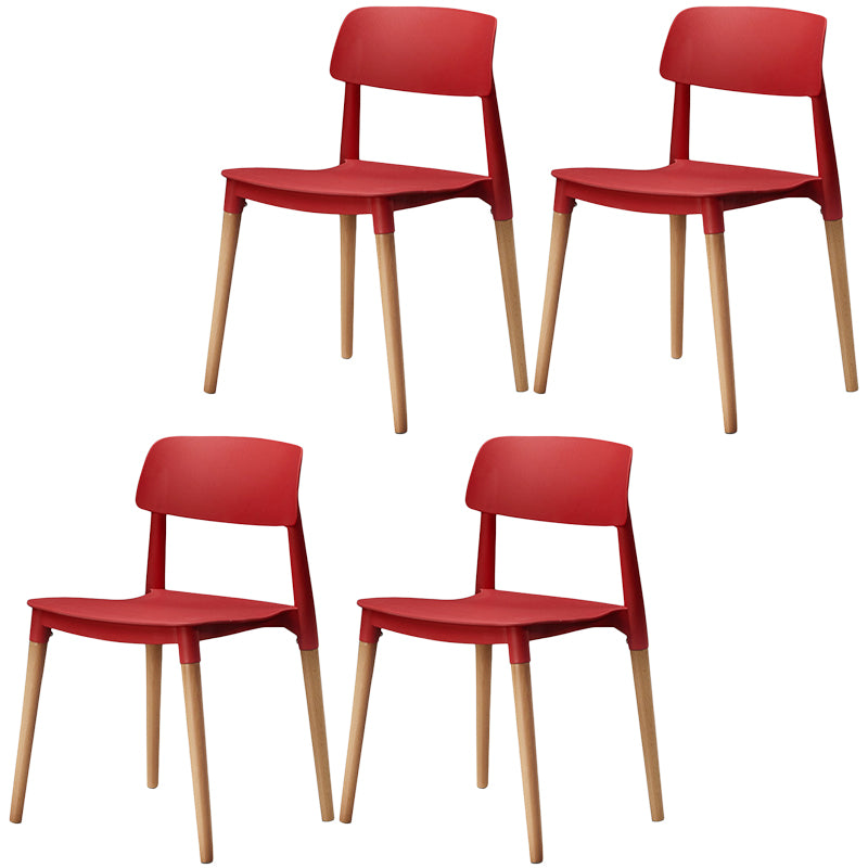 Plastic Dining Chairs Contemporary Open Back Dining Side Furniture in Matte Finish