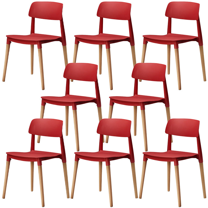 Plastic Dining Chairs Contemporary Open Back Dining Side Furniture in Matte Finish