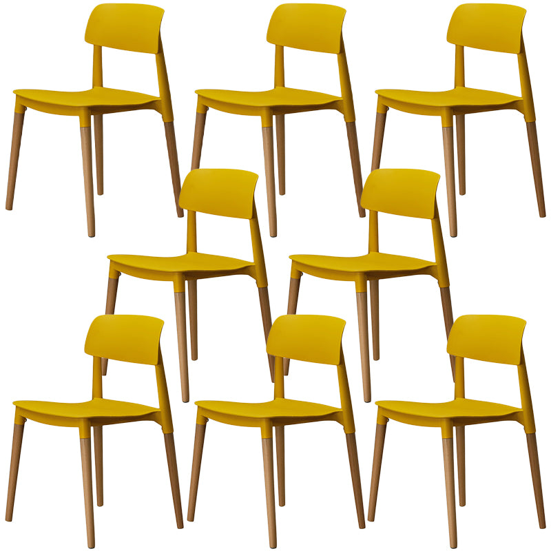 Plastic Dining Chairs Contemporary Open Back Dining Side Furniture in Matte Finish