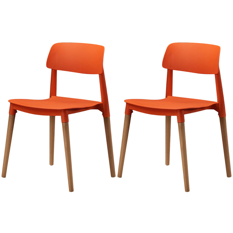 Plastic Dining Chairs Contemporary Open Back Dining Side Furniture in Matte Finish