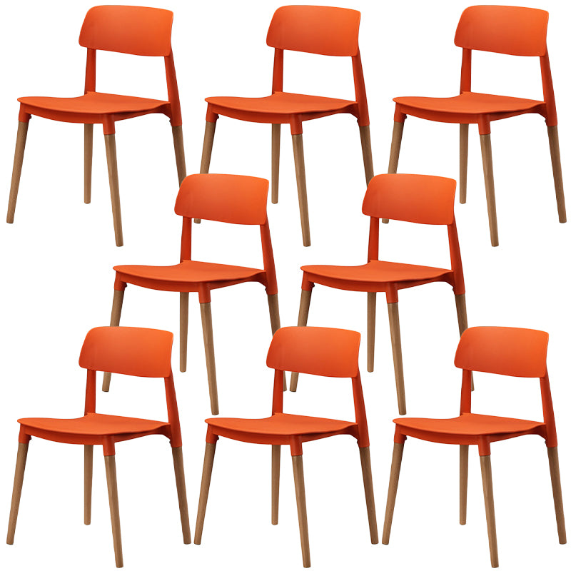 Plastic Dining Chairs Contemporary Open Back Dining Side Furniture in Matte Finish