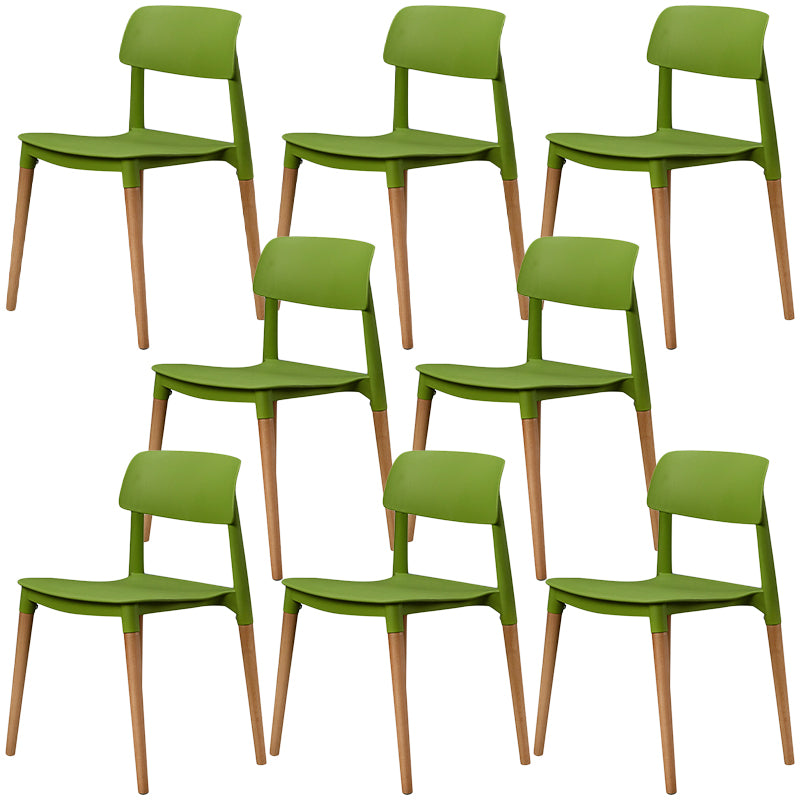 Plastic Dining Chairs Contemporary Open Back Dining Side Furniture in Matte Finish