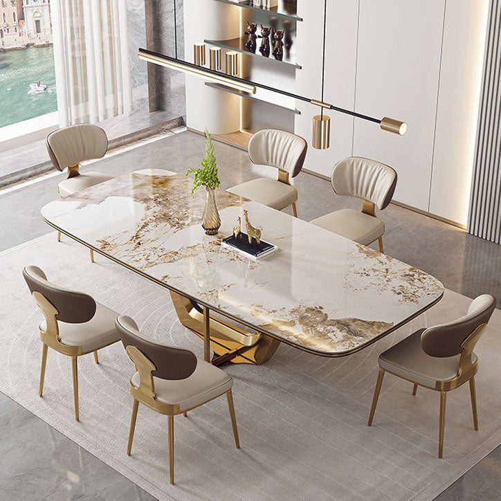 Glam Metal Dining Chairs Open Back Dining Side Furniture in Matte Finish