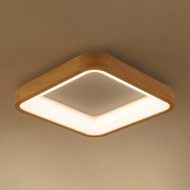 Wood Geometric Flush Mount Light Modern 1 Light Flush Mount Lighting Fixtures in Brown