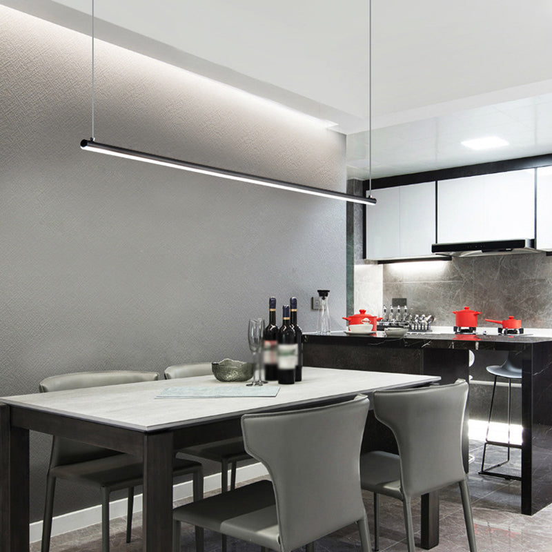 Linear Shape Island Pendant Light Contemporary Style Metal 1 Light Hanging Island Light