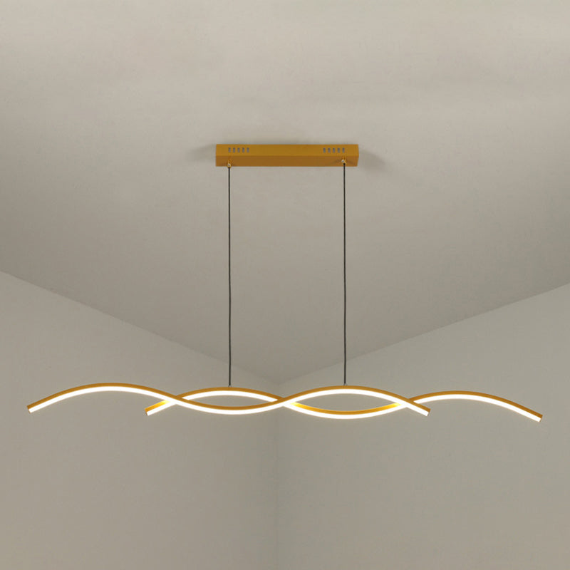 Linear Shape Island Pendant Postmodern Style Metal 2 Lights Island Lighting for Bedroom