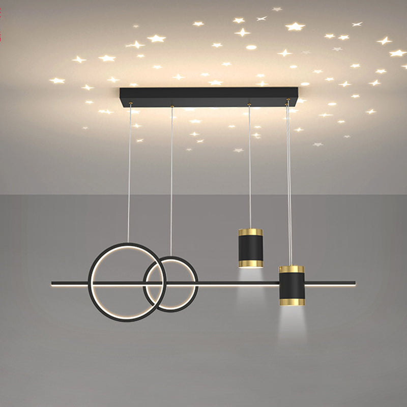5-Light Contemporary Hanging Light Metal Adjustable Length Island Light Fixture